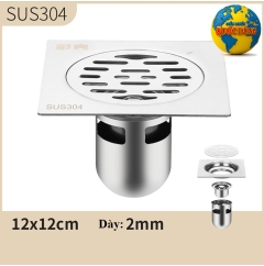 Phễu Thoát Sàn Chống Mùi Hôi 12x12cm Inox 304