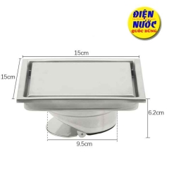Phễu thoát sàn INOX cắt gạch đá chống mùi và côn trùng 15x15 cm