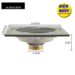 Phễu thoát sàn chống mùi và côn trùng 15x15 cm
