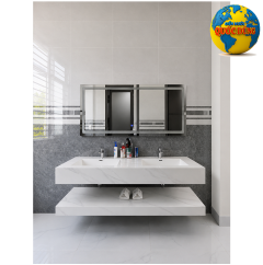 Bộ tủ lavabo đôi hiện đại kết hợp gương phòng tắm
