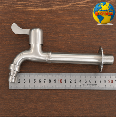 Vòi hồ dài gắn tường Inox 304 dài 20cm ren 21