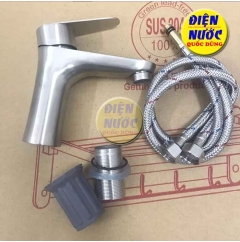 Vòi chậu lavabo nóng lạnh tròn Inox 304