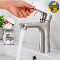 Vòi Chậu Rửa Mặt Nước Lạnh Inox 304 Loại Lớn Gật Gù Giá Rẻ