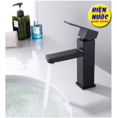 Vòi Lavabo nóng lạnh vuông màu đen 20cm