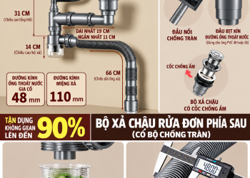 Bộ Ống Thoát Nước Chậu Rửa 1 Hộc Giá Tốt, Chống Mùi