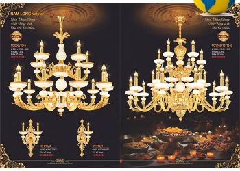 Bộ Sưu Tập Đèn Chùm Đồng Mạ Vàng 24K & Đèn Tường Chao Đá Tự Nhiên Nam Long Netviet – Đẳng Cấp Thượng Lưu