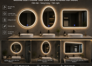 Gương LED bo góc cảm ứng 80x60cm – Hiện đại, tiện nghi