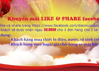 Khuyến mãi LIKE và SHARE nhận ngay 50.000đ