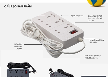 Ổ Cắm Rạng Đông 6 Lỗ OC06.V2 – Giải Pháp Cấp Nguồn Đa Năng Cho Văn Phòng & Gia Đình Đông Người