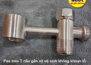 Van chia nước chữ T kèm pas treo vòi xịt vệ sinh Inox SUS 304 chính hãng