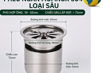 Lõi ngăn mùi thoát sàn inox chống hôi đường ống cho nhà vệ sinh