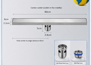 Thoát sàn nhà tắm dài 80cm 8 tấc 0.8m inox 304