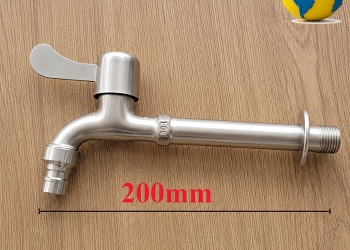 Vòi hồ inox 304 dài 200mm - Vòi nước lạnh gắn tường chính hãng