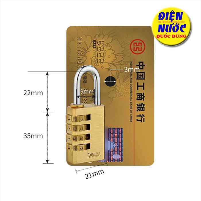 Thông số Ổ khóa số mini đồng thau