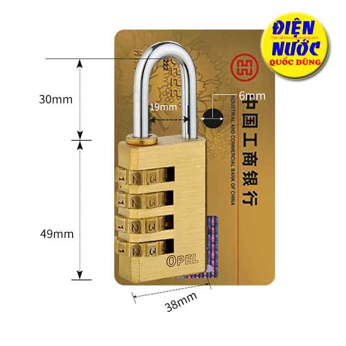 Ổ khóa số cỡ vừa đồng thau
