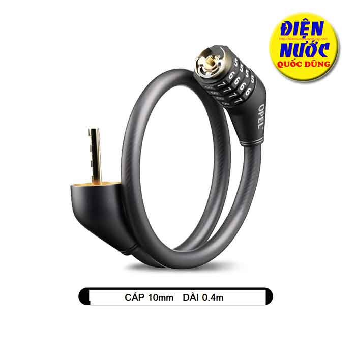 Khóa dây xe đạp bọc nhựa 10mm dài 0.4m