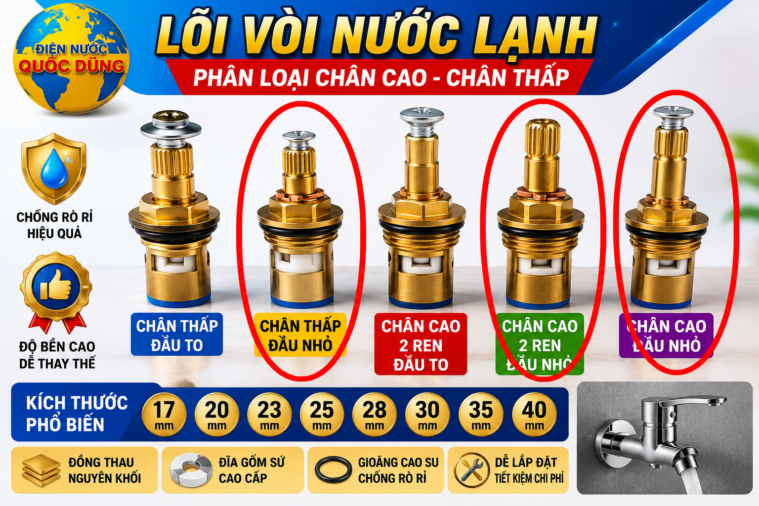 lõi vòi nóng lạnh