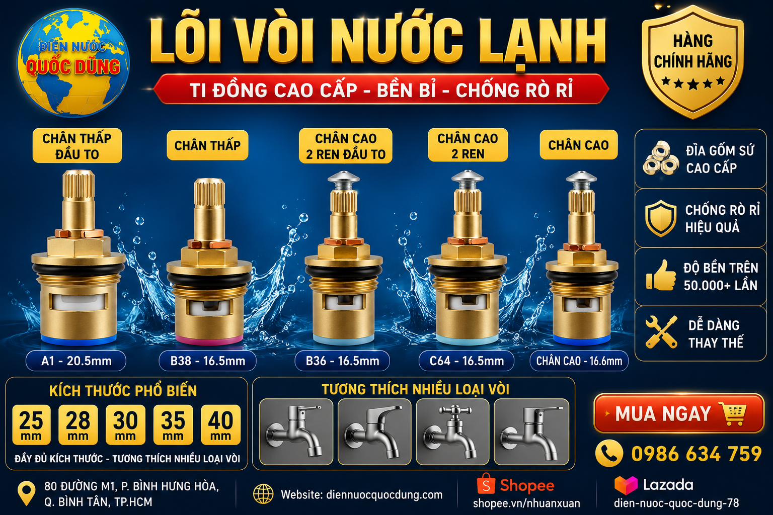 So sánh ti đồng và ti nhựa trên lõi vòi nước
