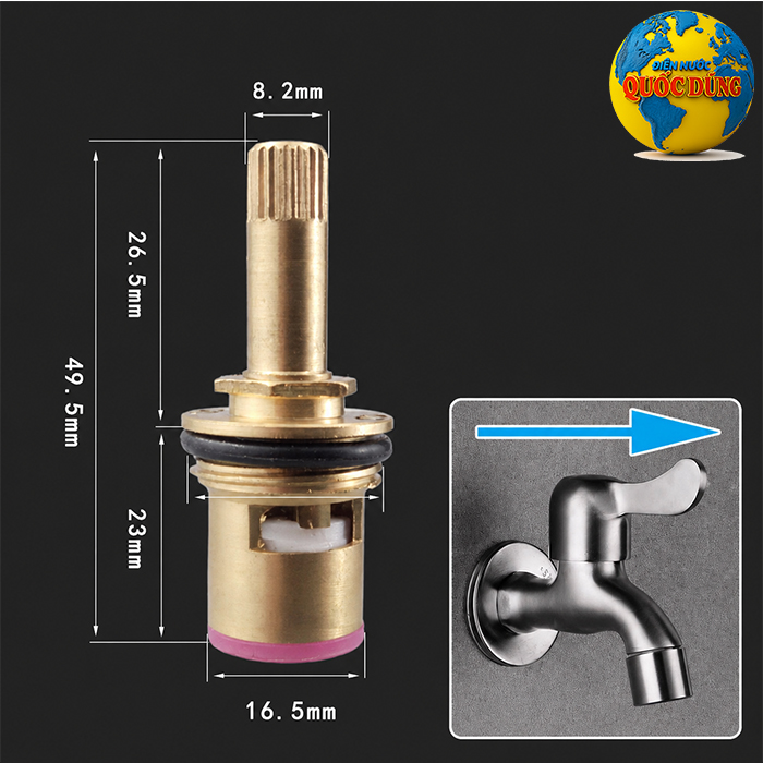 Lõi vòi Loại trung: khoảng 49.5mm không khuyên cài
