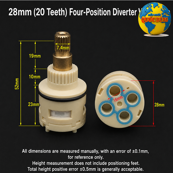 Lõi vòi nóng lạnh 28mm