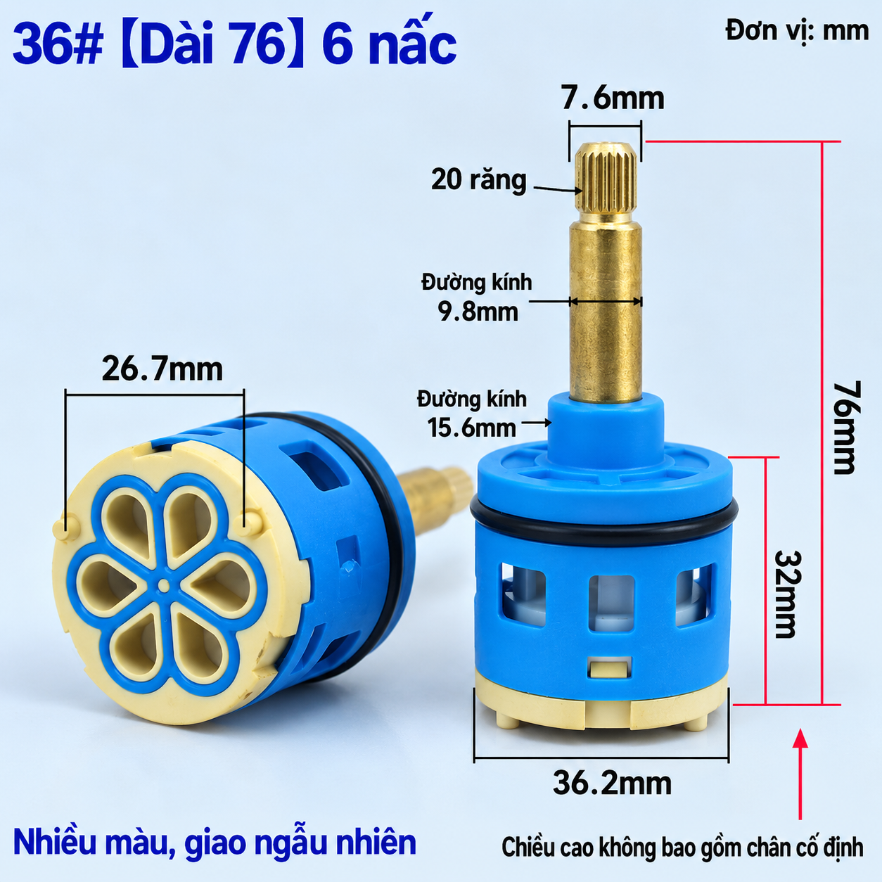 Lõi vòi nóng lạnh 36mm dài 76mm dùng thay thế cây sen thuyền và sen tắm đứng Lõi vòi nóng lạnh 36mm dài 76mm dùng thay thế cây sen thuyền và sen tắm đứng