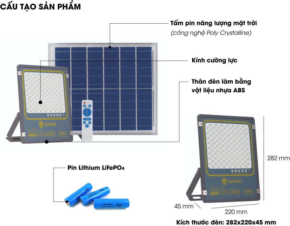 Đèn LED năng lượng mặt trời Rạng Đông