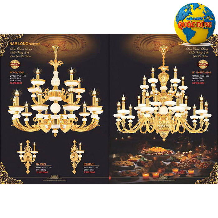 Đỉnh Cao Của Sự Tinh Xảo: Đèn Đồng Mạ Vàng 24K Chao Đá