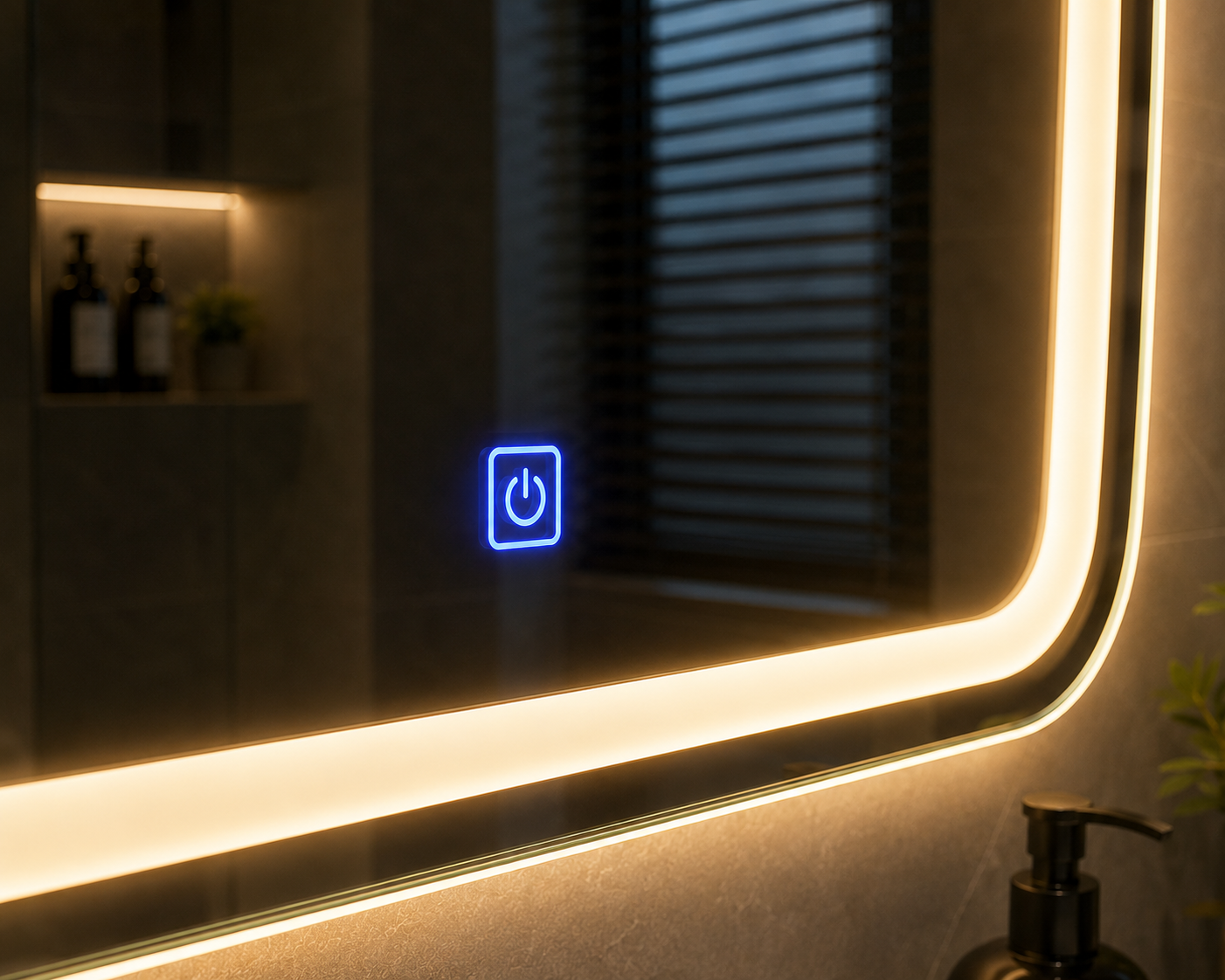 Cận cảnh nút cảm ứng và viền LED đang phát sáng