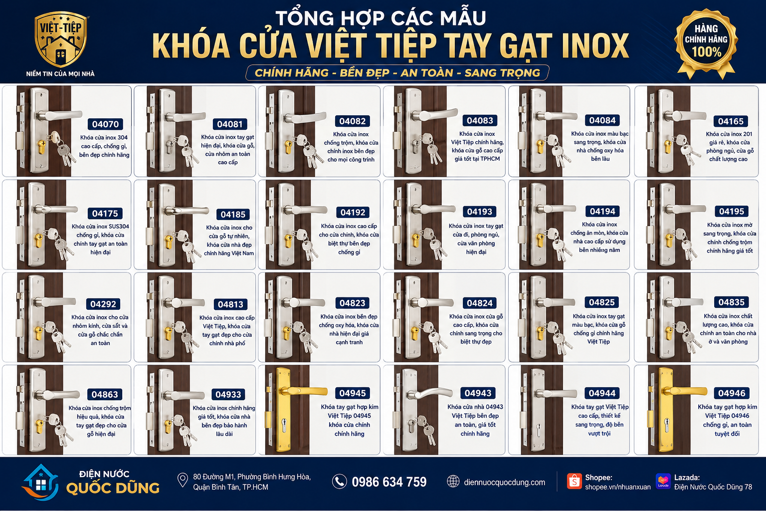 Tổng hợp các mẫu khóa cửa Việt Tiệp tay gạt inox Tổng hợp các mẫu khóa cửa Việt Tiệp tay gạt inox