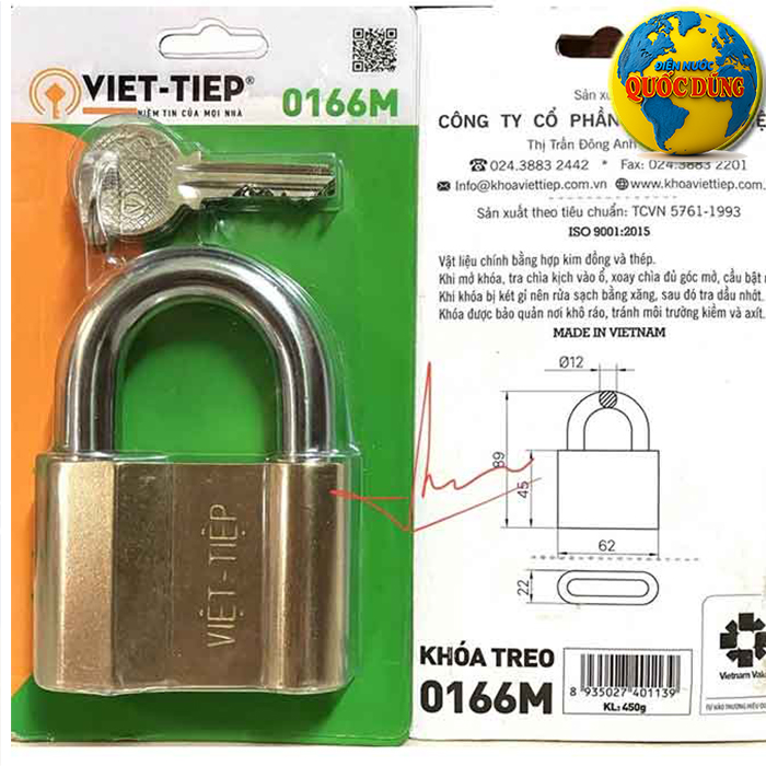 Khóa Cửa Treo Đồng Việt Tiệp 0166M Khóa Cửa Treo Đồng Việt Tiệp 0166M