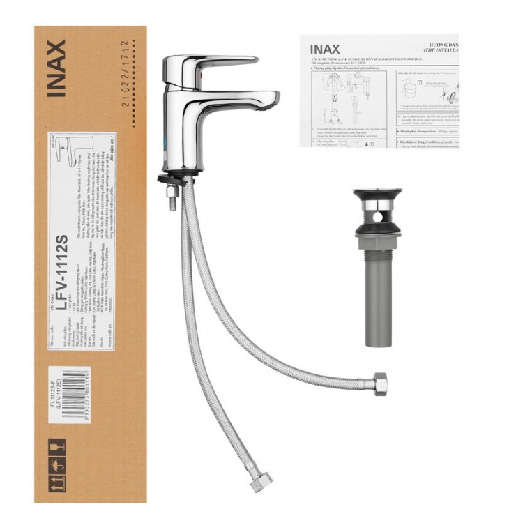 Vòi chậu rửa mặt lavabo INAX LFV-1112S nóng lạnh