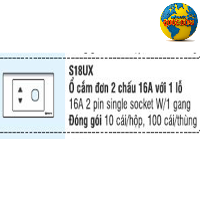 Đặc điểm cấu tạo của Mặt 1 ổ cắm đơn và một lỗ S18UX Đặc điểm cấu tạo của Mặt 1 ổ cắm đơn và một lỗ S18UX