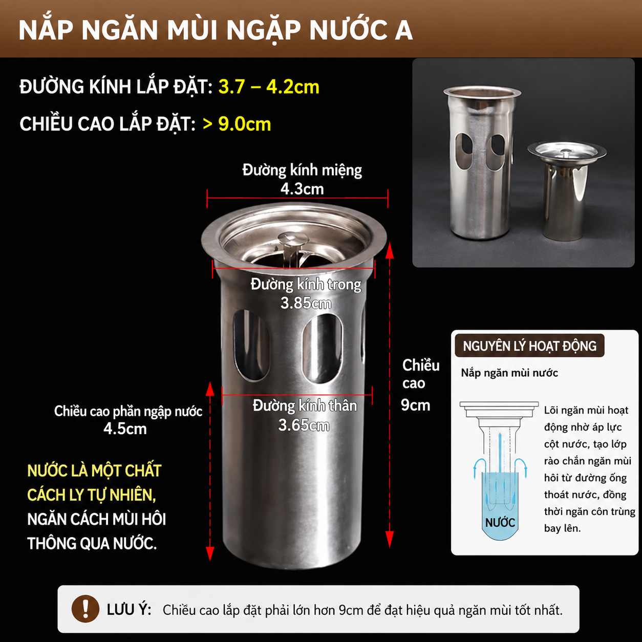 Ảnh thông số 3.7–4.2cm, 4.3cm, 3.85cm, 3.65cm, 9cm và 4.5cm