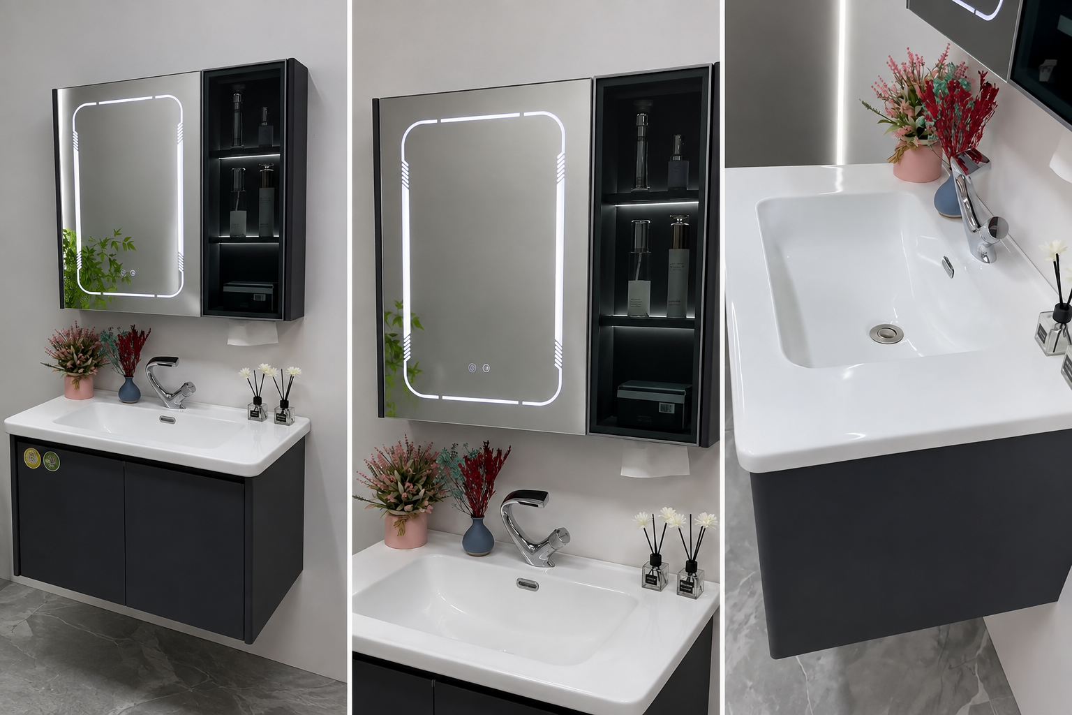 Ảnh cận cảnh lavabo, vòi nước và mặt bàn