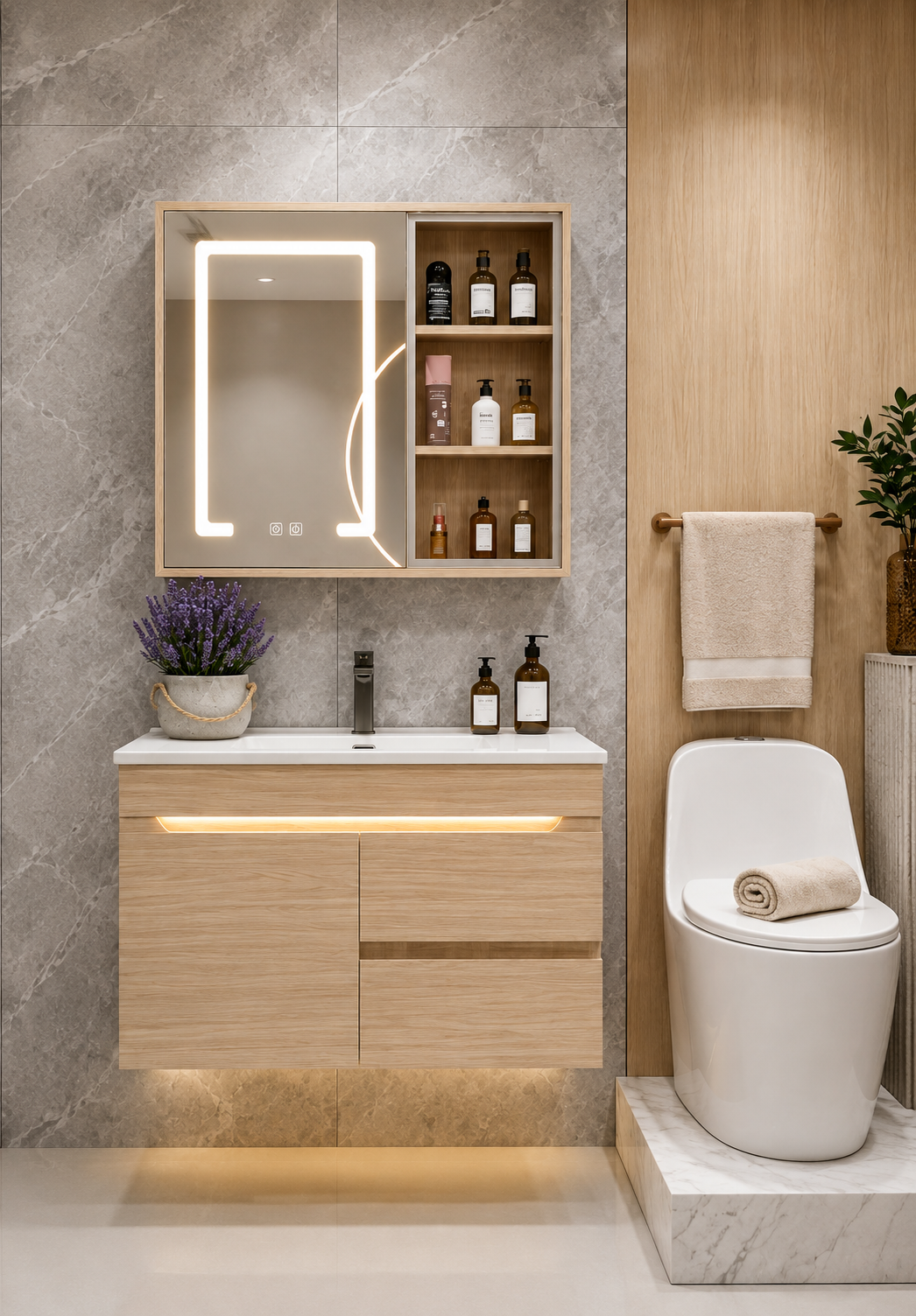 Chậu lavabo trắng họa tiết hoa viền vàng sang trọng