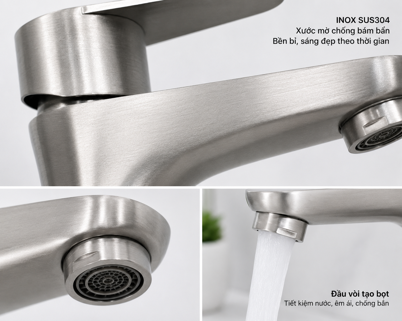 Cận cảnh chất liệu inox SUS304 xước mờ Cận cảnh chất liệu inox SUS304 xước mờ