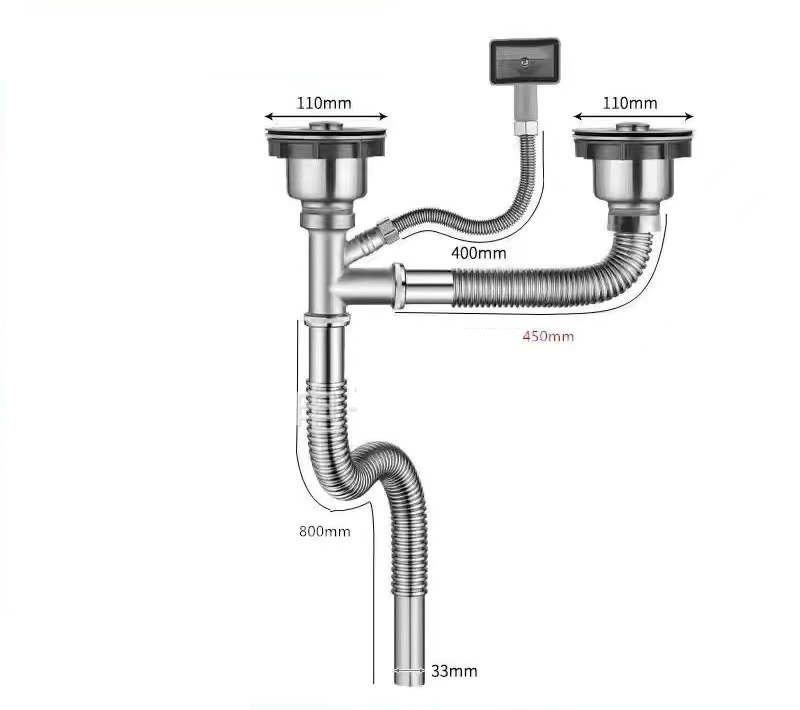 Bộ xả chậu rửa chén inox 304 dạng nhấn