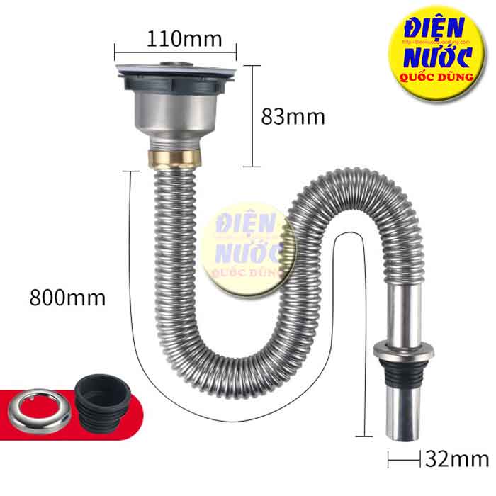 Bộ xả chậu rửa chén inox 304 1 hộc