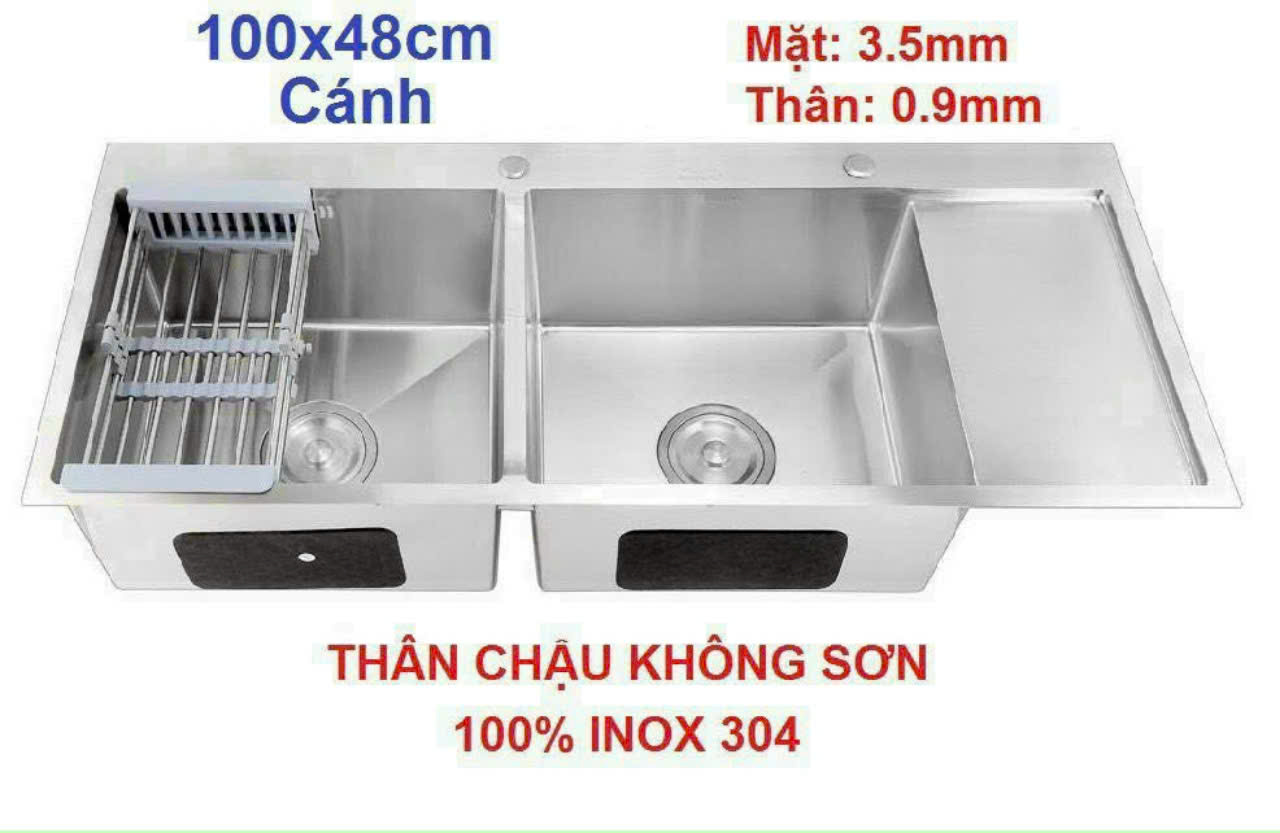 Chậu đôi kèm bàn phụ 1000x480x230mm