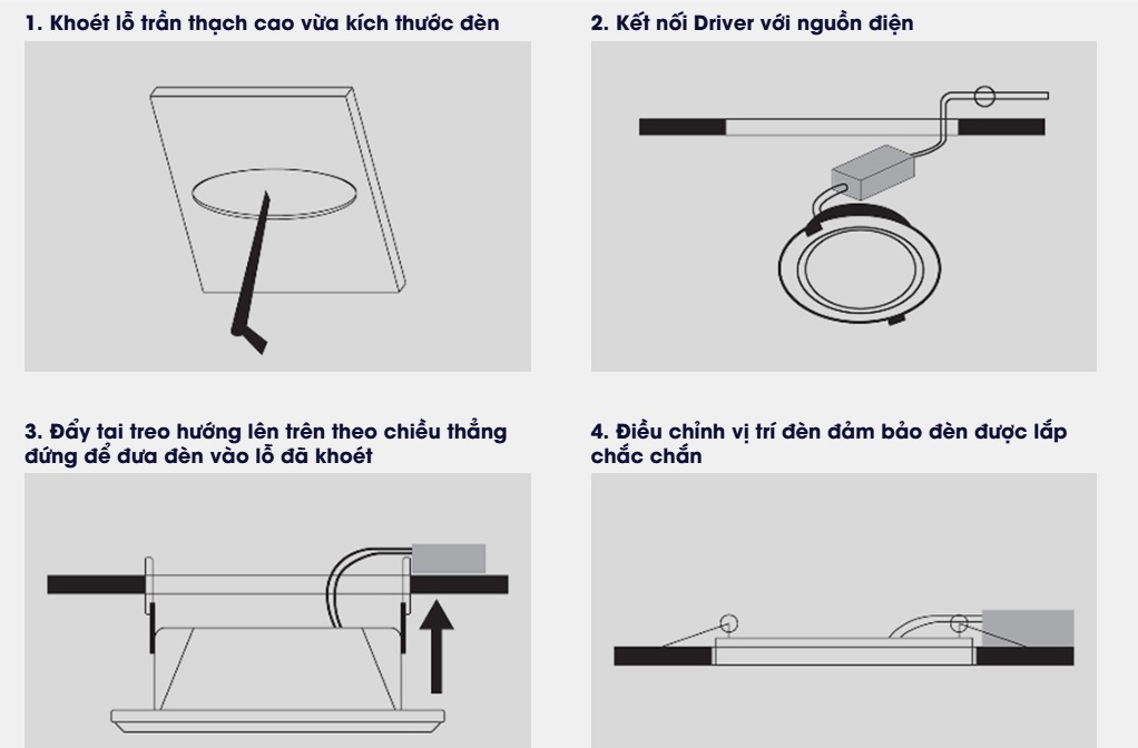 Hướng dẫn lắp đặt đèn LED âm trần Rạng Đông