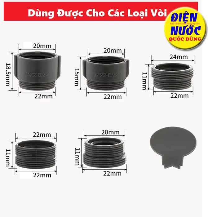 Tương thích đa dạng: Bộ sản phẩm gồm nhiều loại đầu nối như M22-G1/2, M22-FM20, M22-FM24