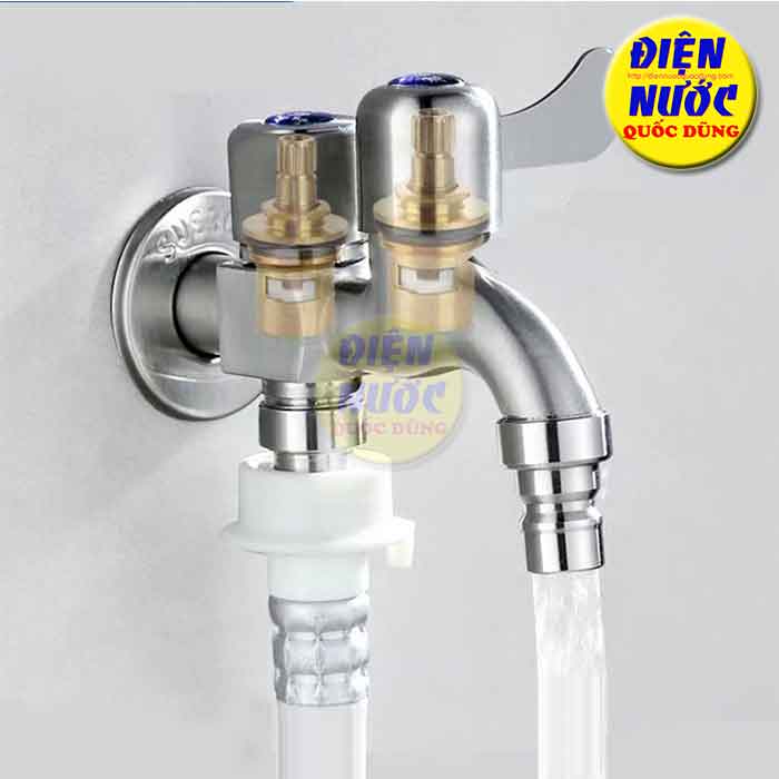 Vòi nước khóa gạt inox 2 đầu