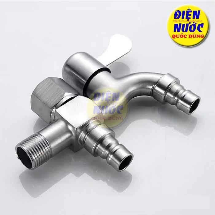 Vòi nước khóa vặn đôi inox 304