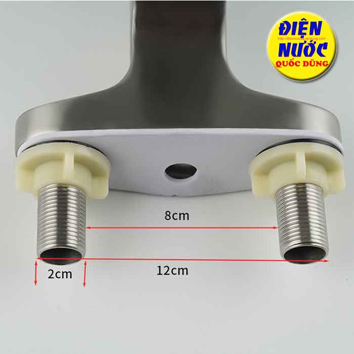 kích thước hai chân ren lắp đặt vòi lavabo 2 lỗ